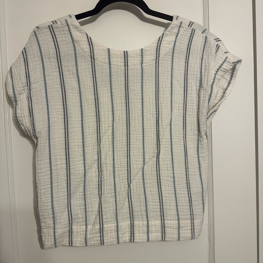 Madewell Blue and White Striped Crop Top